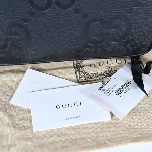 Gucci Jumbo GG Black Leather Toiletry Case Piuma Calf Travel Bag - Picture 11 of 11